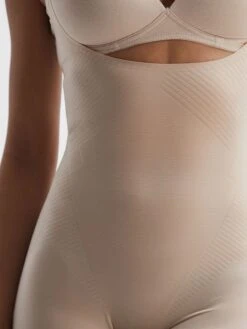 Reiss Champagne Spanx Shapewear Open-Bust Mid-Thigh Bodysuit -Reiss 141 122s4