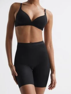 Reiss Black Spanx Shapewear Mid-Thigh Shorts