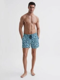Reiss Blue Multi Moorea Vilebrequin Leopard Print Swim Shorts