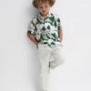 Reiss Green Saxon Junior Cuban Collar Short Sleeve Shirt