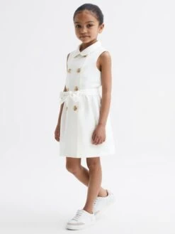 Reiss White Natalie Senior Sleeveless Belted Dress