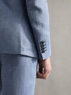 Reiss Chambray Cheltenham Slim Fit Double Breasted Linen Blazer -Reiss 331 870s5