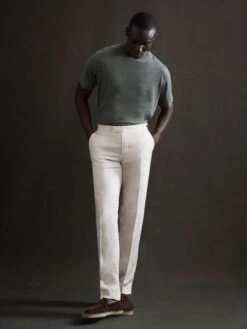 Reiss Fern Green Venice Linen Crew Neck T-Shirt -Reiss 397 176s3