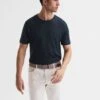 Reiss Navy Venice Linen Crew Neck T-Shirt
