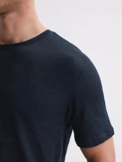 Reiss Navy Venice Linen Crew Neck T-Shirt -Reiss 465 454s4