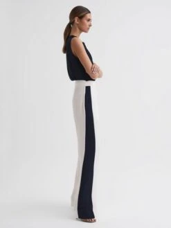 Reiss Navy/White Ivy Wide Leg Side Stripe Jumpsuit -Reiss 505 435s3