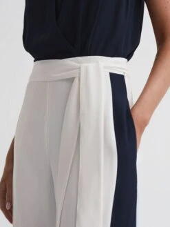 Reiss Navy/White Ivy Wide Leg Side Stripe Jumpsuit -Reiss 505 435s4