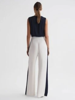 Reiss Navy/White Ivy Wide Leg Side Stripe Jumpsuit -Reiss 505 435s5