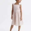 Reiss Pink Cerys Senior Cotton Cross Back Dress