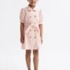 Reiss Pink Naomi Junior Puff Sleeve Belted Dress