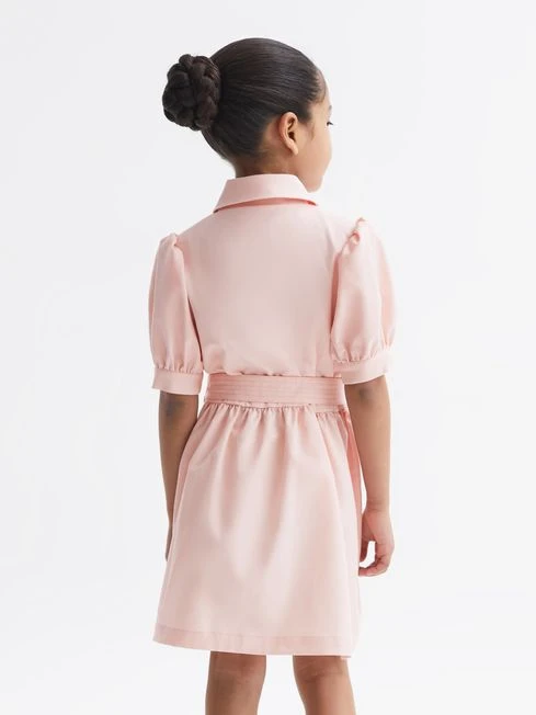 Reiss Pink Naomi Junior Puff Sleeve Belted Dress 5 Reiss Pink Naomi Junior Puff Sleeve Belted Dress – Image 5