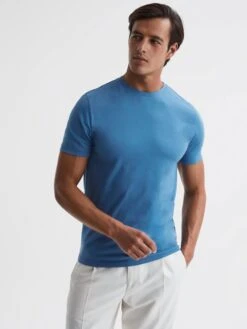 Reiss Marine Blue Bless Crew Neck T-Shirt