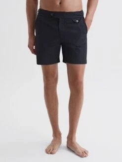 Reiss Navy Stripe Clipper Hemingsworth Side Adjuster Swim Shorts -Reiss 873 119s3