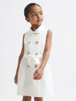 Reiss White Natalie Junior Sleeveless Belted Dress -Reiss 878 556s7