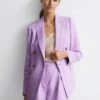 Reiss Lilac Hollie Double Breasted Linen Blazer