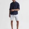 Reiss Navy Caroubis Vilebrequin Linen Shirt