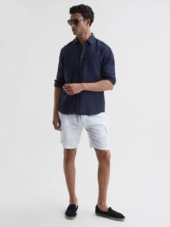 Reiss Navy Caroubis Vilebrequin Linen Shirt 11 Reiss Navy Caroubis Vilebrequin Linen Shirt -Reiss 911 443s6