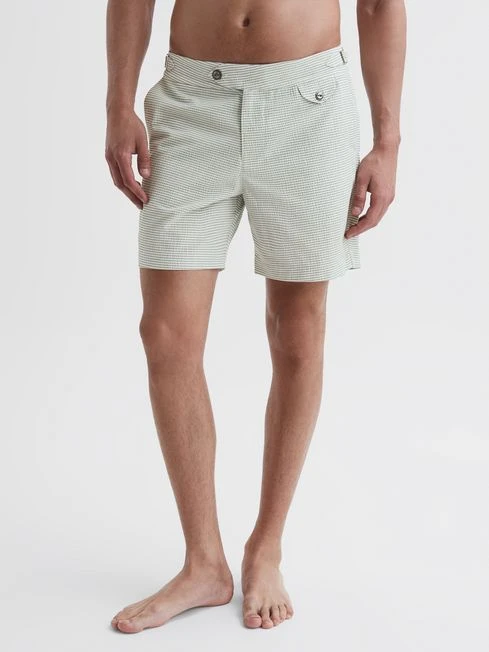 Reiss Green Clipper Hemingsworth Seersucker Swim Shorts 3 Reiss Green Clipper Hemingsworth Seersucker Swim Shorts – Image 3
