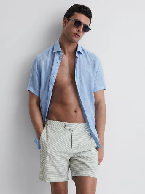 Reiss Green Clipper Hemingsworth Seersucker Swim Shorts 5 Reiss Green Clipper Hemingsworth Seersucker Swim Shorts – Image 5