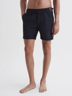 Reiss Navy Kulbir Gurka Hemingsworth Front Pleat Swim Shorts -Reiss 960 110s3