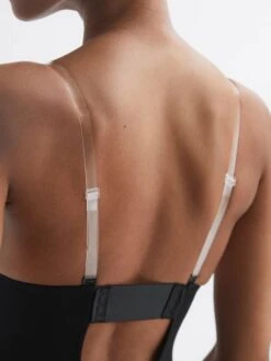 Reiss Black Spanx Shapewear Plunge Low-Back Mid-Thigh Bodysuit -Reiss 985 789s3