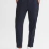 Reiss Navy Brighton Pleat Front Trousers