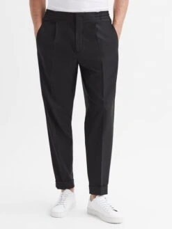 Reiss Black Brighton Pleat Front Trousers