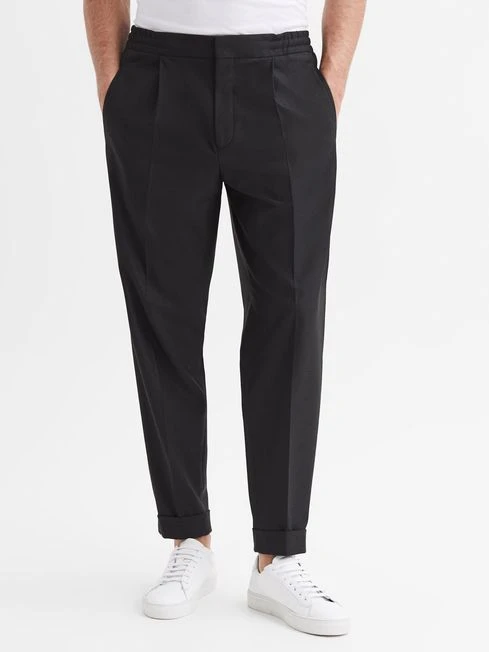 Reiss Black Brighton Pleat Front Trousers 1 Reiss Black Brighton Pleat Front Trousers