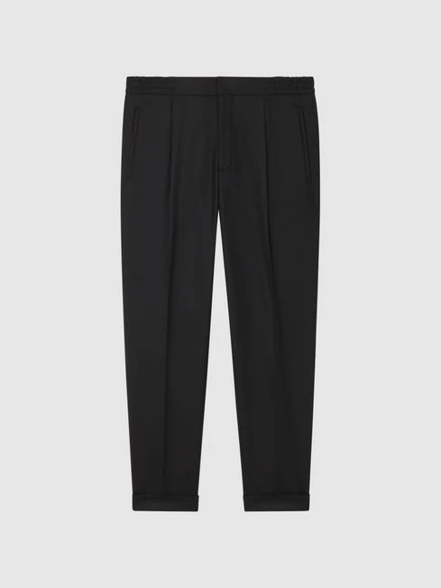 Reiss Black Brighton Pleat Front Trousers 2 Reiss Black Brighton Pleat Front Trousers – Image 2