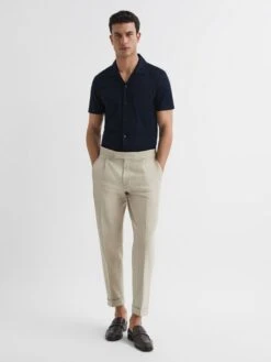Reiss Navy Caspa Mercerised Jersey Cuban Collar Shirt 8 Reiss Navy Caspa Mercerised Jersey Cuban Collar Shirt -Reiss A34 576s3