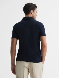 Reiss Navy Caspa Mercerised Jersey Cuban Collar Shirt 10 Reiss Navy Caspa Mercerised Jersey Cuban Collar Shirt -Reiss A34 576s5