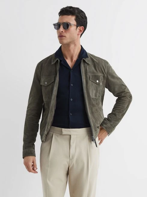 Reiss Navy Caspa Mercerised Jersey Cuban Collar Shirt 6 Reiss Navy Caspa Mercerised Jersey Cuban Collar Shirt – Image 6