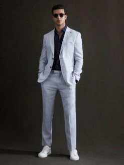 Reiss Navy Ruban Linen Long Sleeve Shirt -Reiss A76 402s5