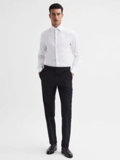 Reiss White Frontier Cotton Satin Stretch Slim Fit Shirt 7 Reiss White Frontier Cotton Satin Stretch Slim Fit Shirt -Reiss A85338s3