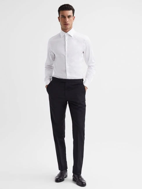 Reiss White Frontier Cotton Satin Stretch Slim Fit Shirt 3 Reiss White Frontier Cotton Satin Stretch Slim Fit Shirt – Image 3