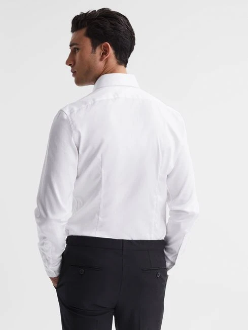 Reiss White Frontier Cotton Satin Stretch Slim Fit Shirt 5 Reiss White Frontier Cotton Satin Stretch Slim Fit Shirt – Image 5