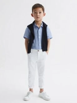 Reiss Soft Blue Holiday Junior Short Sleeve Linen Shirt -Reiss A88 383s6