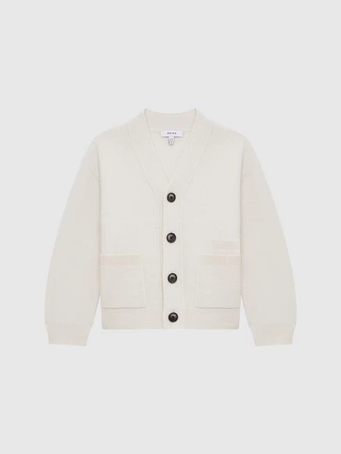 Reiss Ecru Chile Senior Wool Blend Cardigan 2 Reiss Ecru Chile Senior Wool Blend Cardigan – Image 2