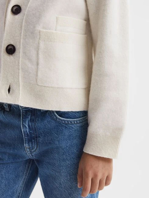 Reiss Ecru Chile Senior Wool Blend Cardigan 4 Reiss Ecru Chile Senior Wool Blend Cardigan – Image 4