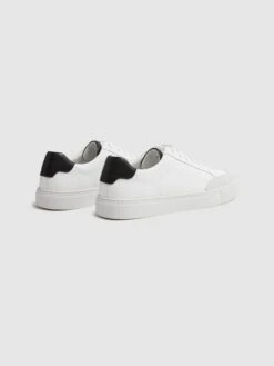 Reiss White/Black Ashley Perf Leather Contrast Sole Trainers -Reiss C07 390s4