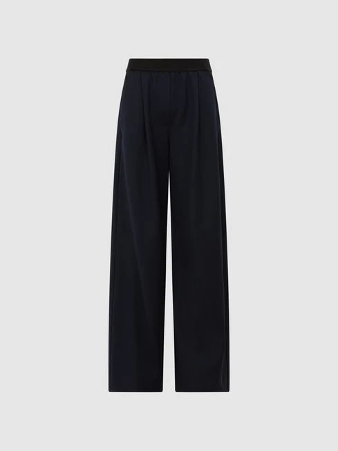 Reiss Navy Lena Wide Leg Elasticated Waist Trousers 2 Reiss Navy Lena Wide Leg Elasticated Waist Trousers – Image 2