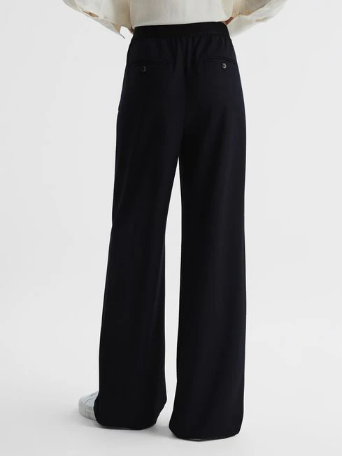 Reiss Navy Lena Wide Leg Elasticated Waist Trousers 5 Reiss Navy Lena Wide Leg Elasticated Waist Trousers – Image 5