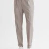 Reiss Oatmeal Melange Brighton Pleat Front Trousers