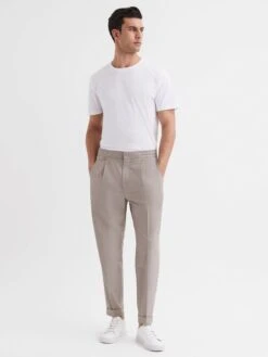 Reiss Oatmeal Melange Brighton Pleat Front Trousers -Reiss C59 038s3
