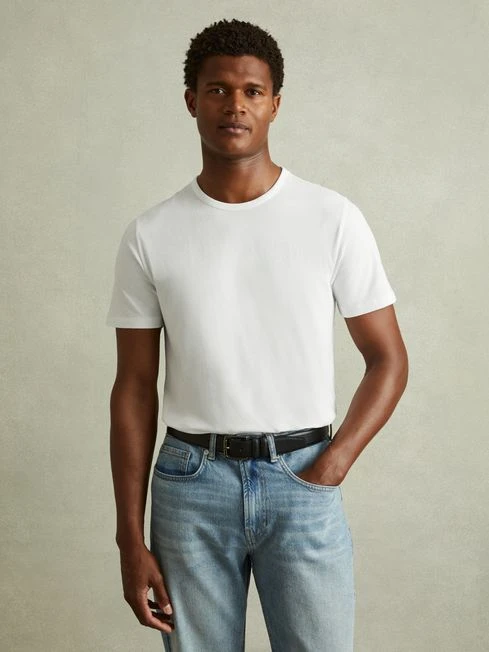 Reiss Optic White Melrose Garment Dye Crew Neck T-shirt 1 Reiss Optic White Melrose Garment Dye Crew Neck T-shirt
