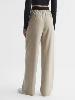 Reiss Stone Lena Wide Leg Elasticated Waist Trousers -Reiss D01 434s5
