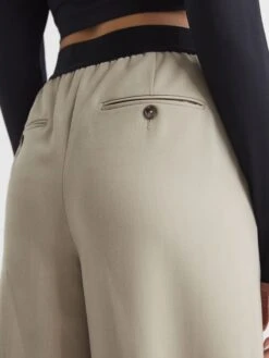 Reiss Stone Lena Wide Leg Elasticated Waist Trousers -Reiss D01 434s6