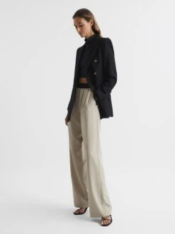 Reiss Stone Lena Wide Leg Elasticated Waist Trousers -Reiss D01 434s7