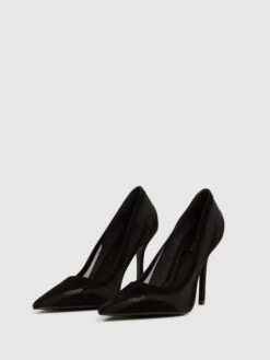Reiss Black Dahlia Leather Sheer Court Shoes -Reiss D18 847s4