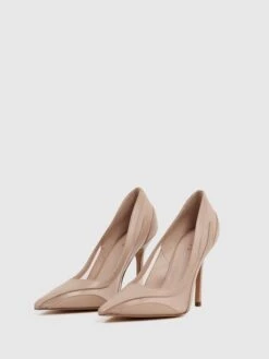 Reiss Latte Dahlia Leather Sheer Court Shoes 9 Reiss Latte Dahlia Leather Sheer Court Shoes -Reiss D18 848s4